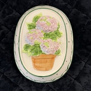 The Haldon Group‎ 3D Ceramic Hydrangea Plaque Wall Home Accent Purple Pink 8X10